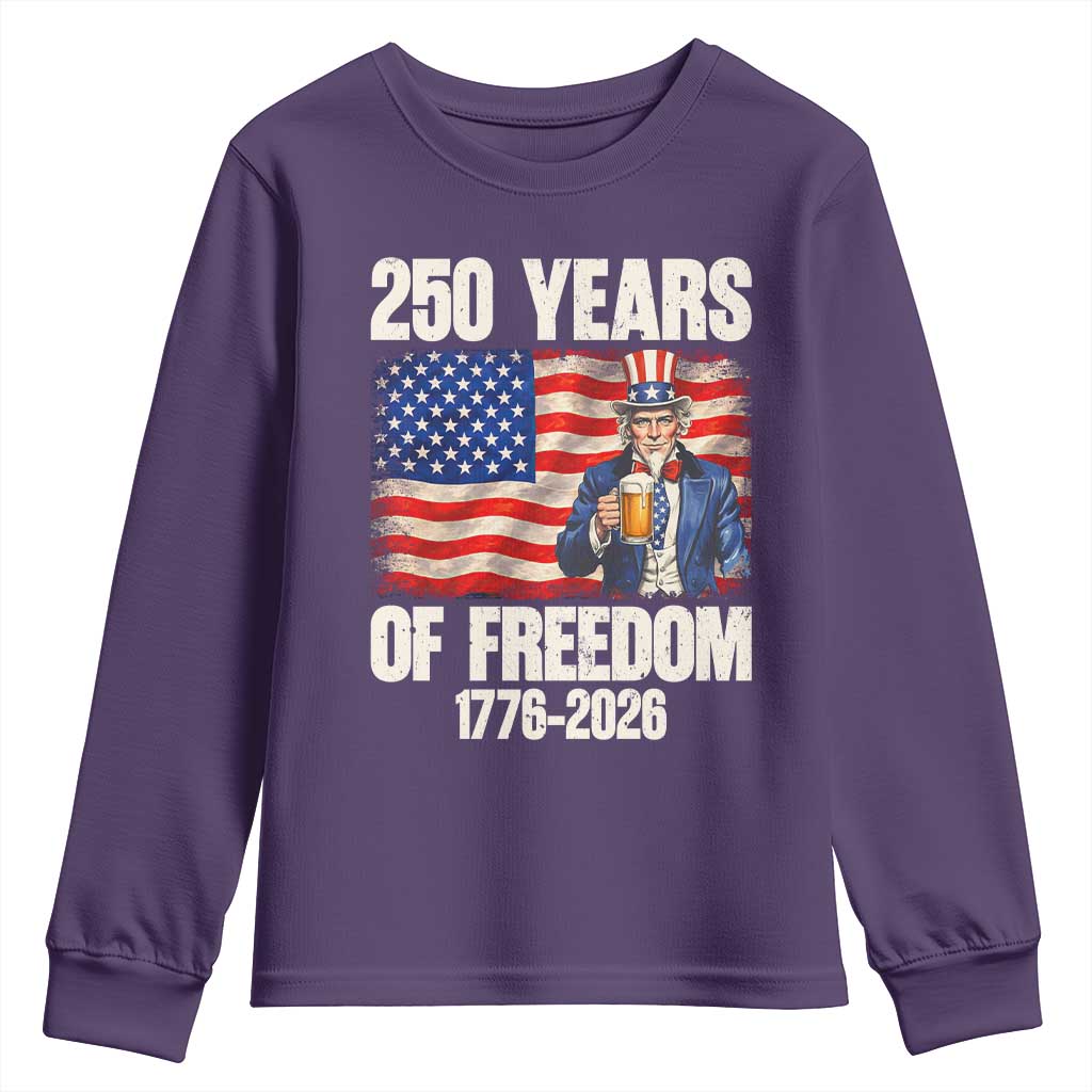 250 Years Of Freedom Youth Sweatshirt Patriotic Uncle Sam