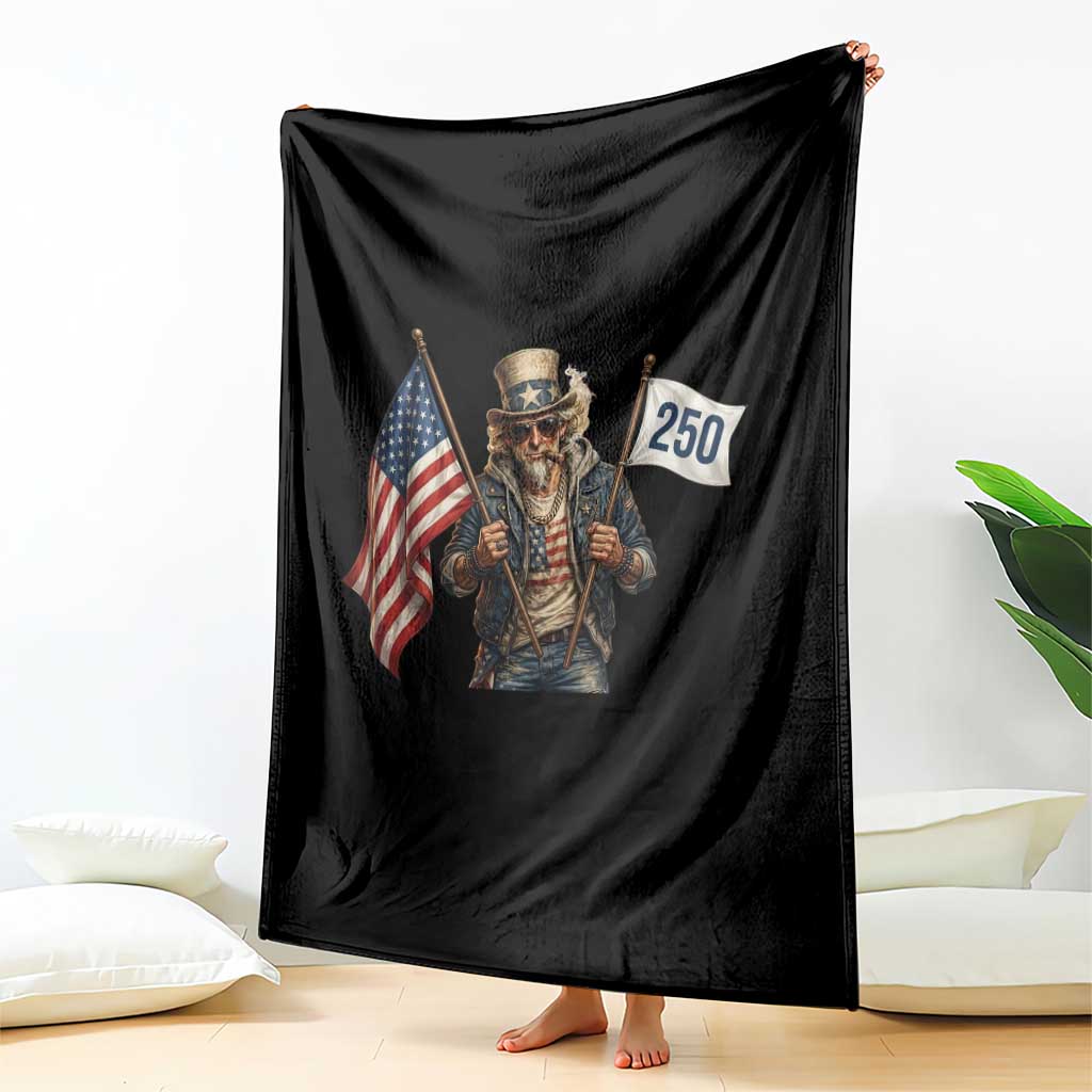 Patriotic Uncle Sam Celebrating 250 Years America Throw Blanket