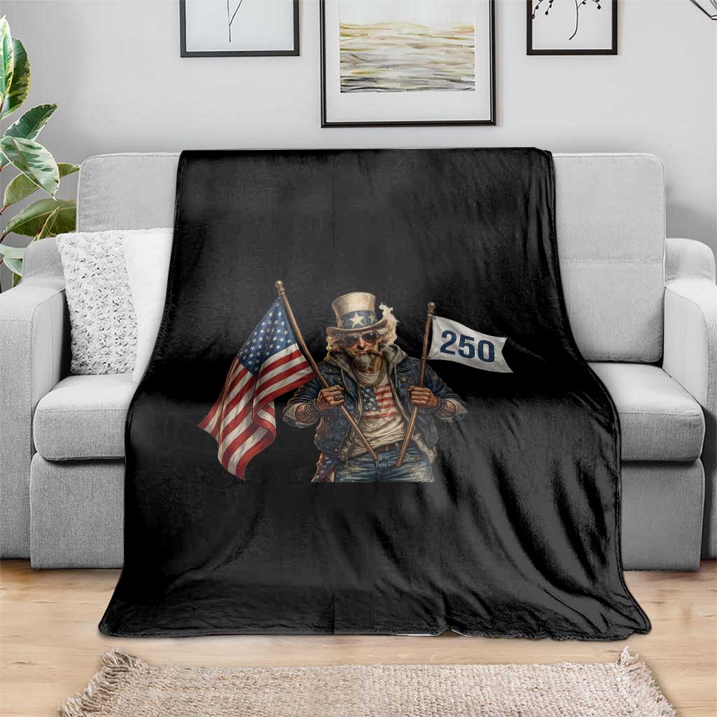 Patriotic Uncle Sam Celebrating 250 Years America Throw Blanket