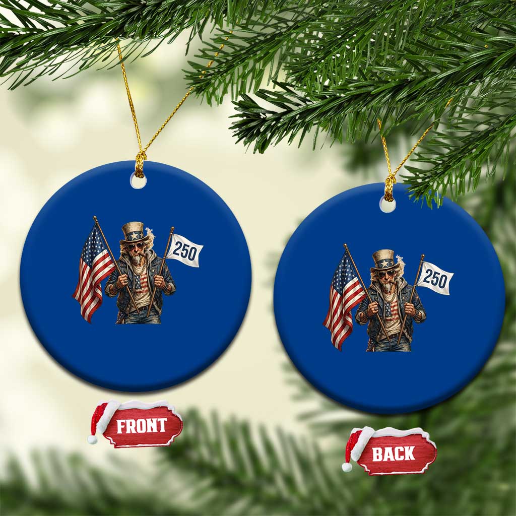 Patriotic Uncle Sam Celebrating 250 Years America Ceramic Ornament