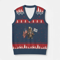 Patriotic Uncle Sam Celebrating 250 Years America V-Neck Knit Sweater Vest