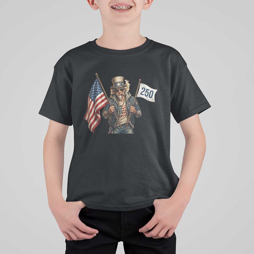 Patriotic Uncle Sam Celebrating 250 Years America T Shirt For Kid