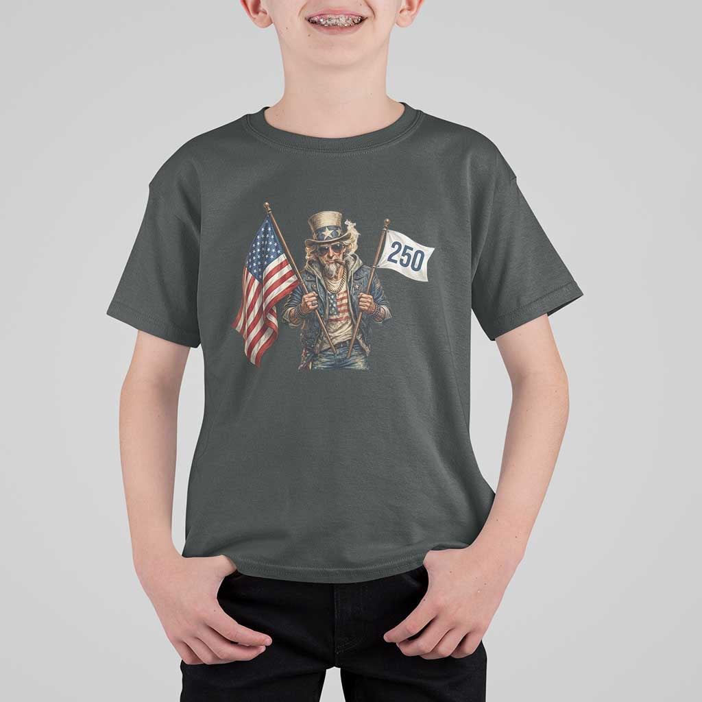 Patriotic Uncle Sam Celebrating 250 Years America T Shirt For Kid