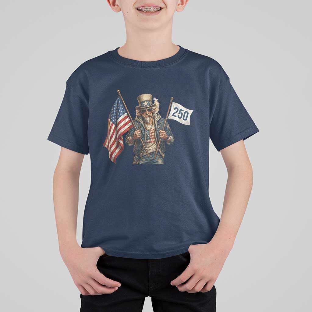 Patriotic Uncle Sam Celebrating 250 Years America T Shirt For Kid