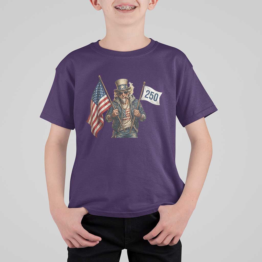 Patriotic Uncle Sam Celebrating 250 Years America T Shirt For Kid