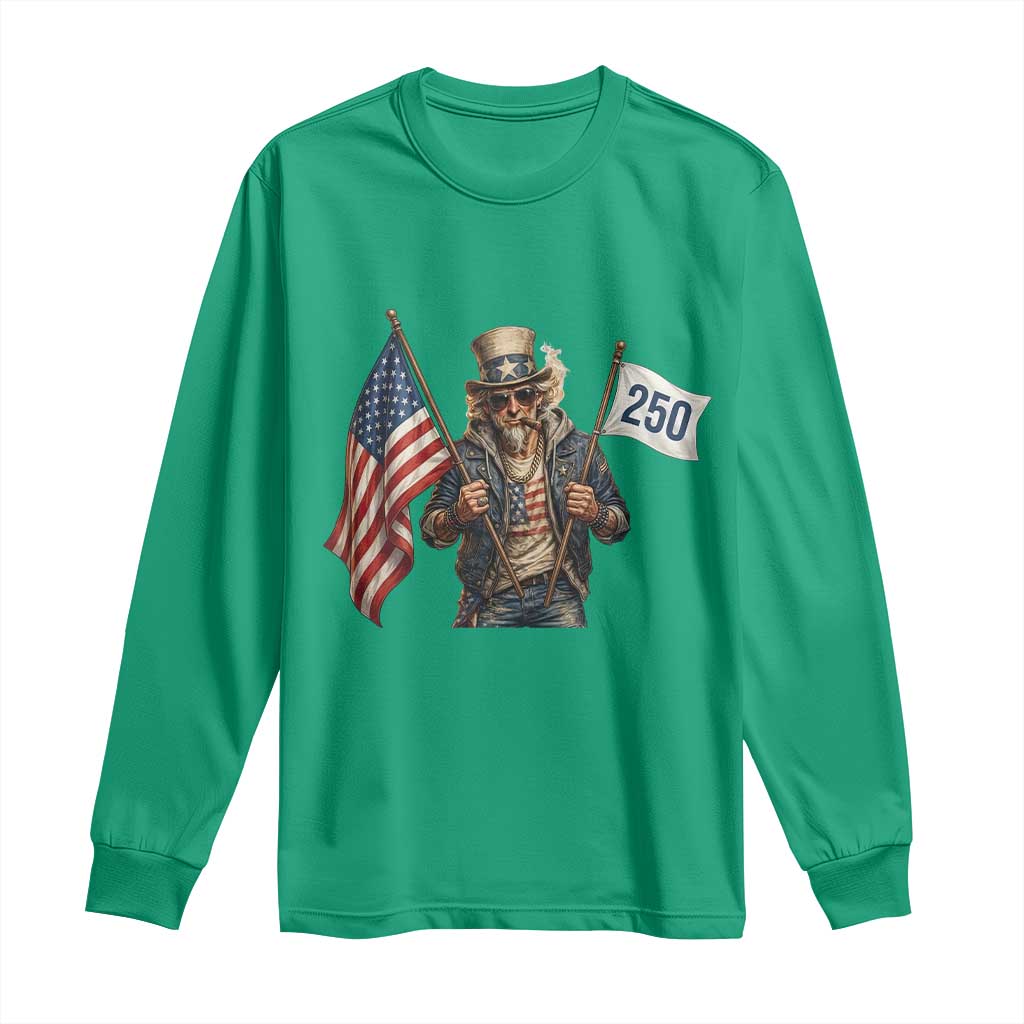 Patriotic Uncle Sam Celebrating 250 Years America Long Sleeve Shirt