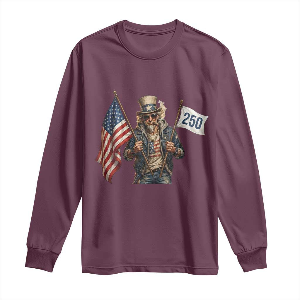Patriotic Uncle Sam Celebrating 250 Years America Long Sleeve Shirt