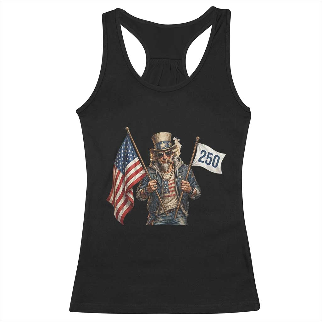 Patriotic Uncle Sam Celebrating 250 Years America Racerback Tank Top