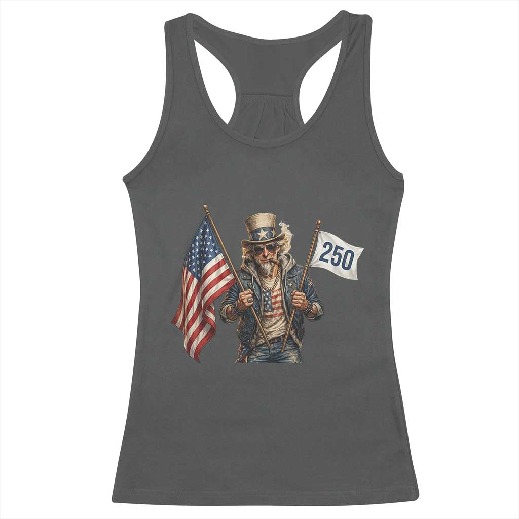 Patriotic Uncle Sam Celebrating 250 Years America Racerback Tank Top