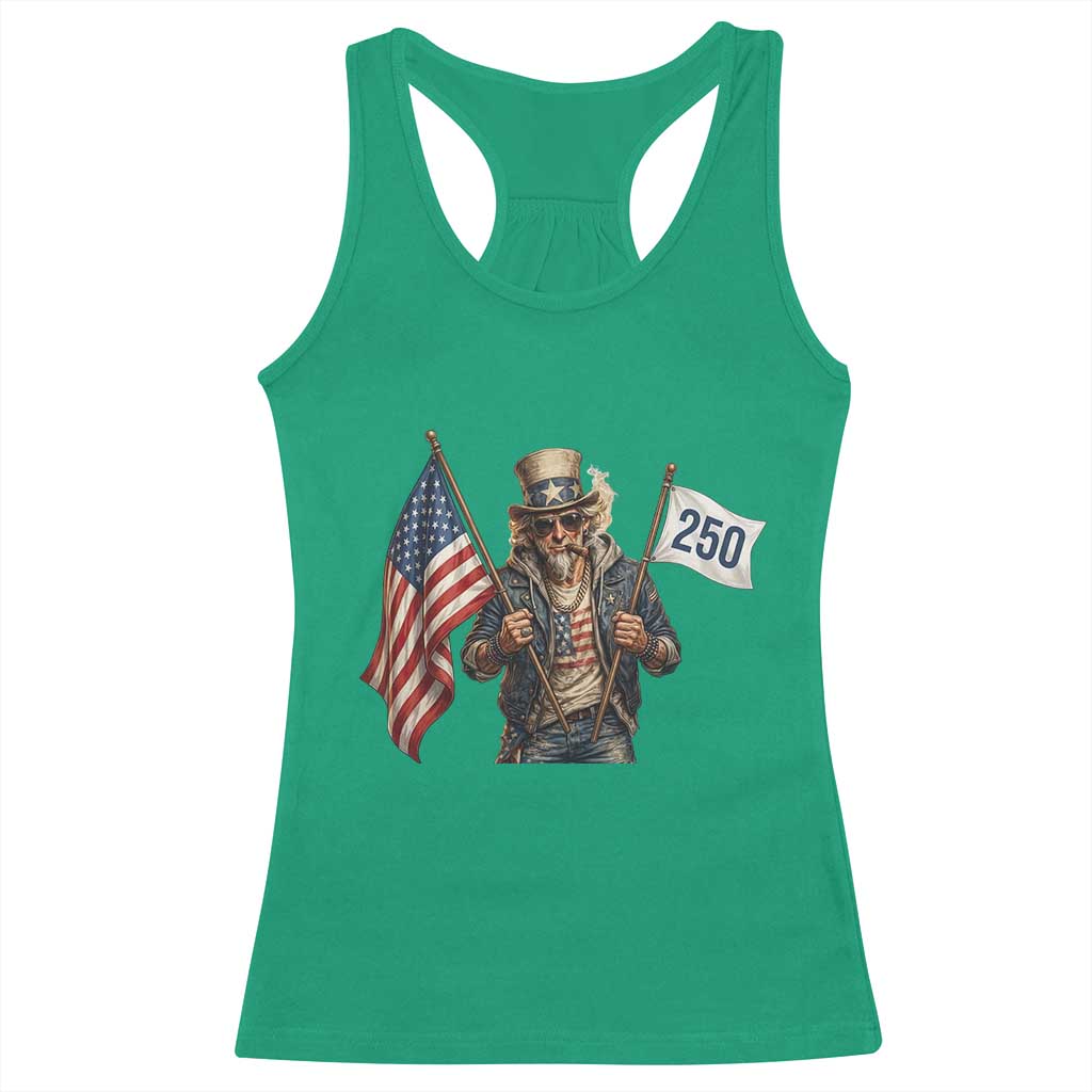 Patriotic Uncle Sam Celebrating 250 Years America Racerback Tank Top