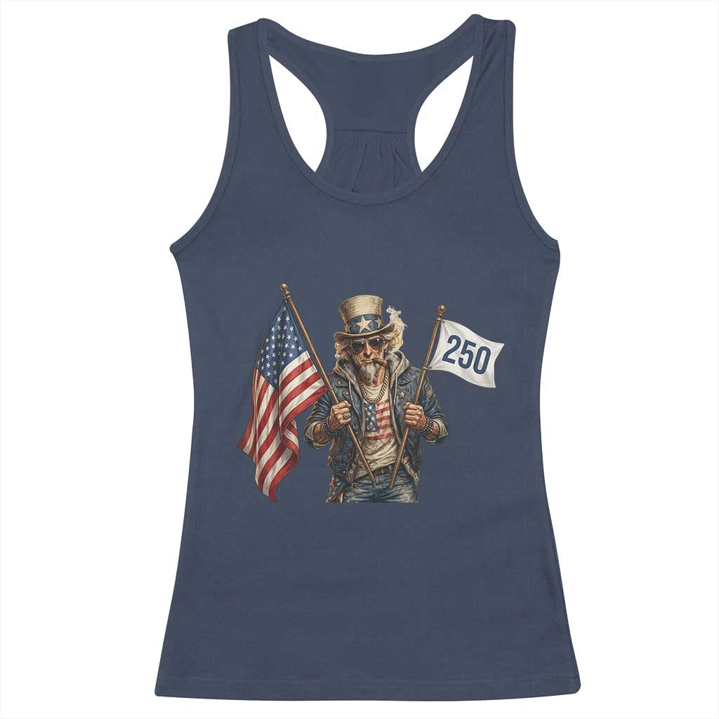 Patriotic Uncle Sam Celebrating 250 Years America Racerback Tank Top