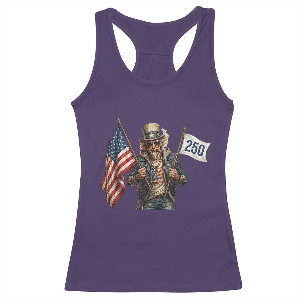 Patriotic Uncle Sam Celebrating 250 Years America Racerback Tank Top