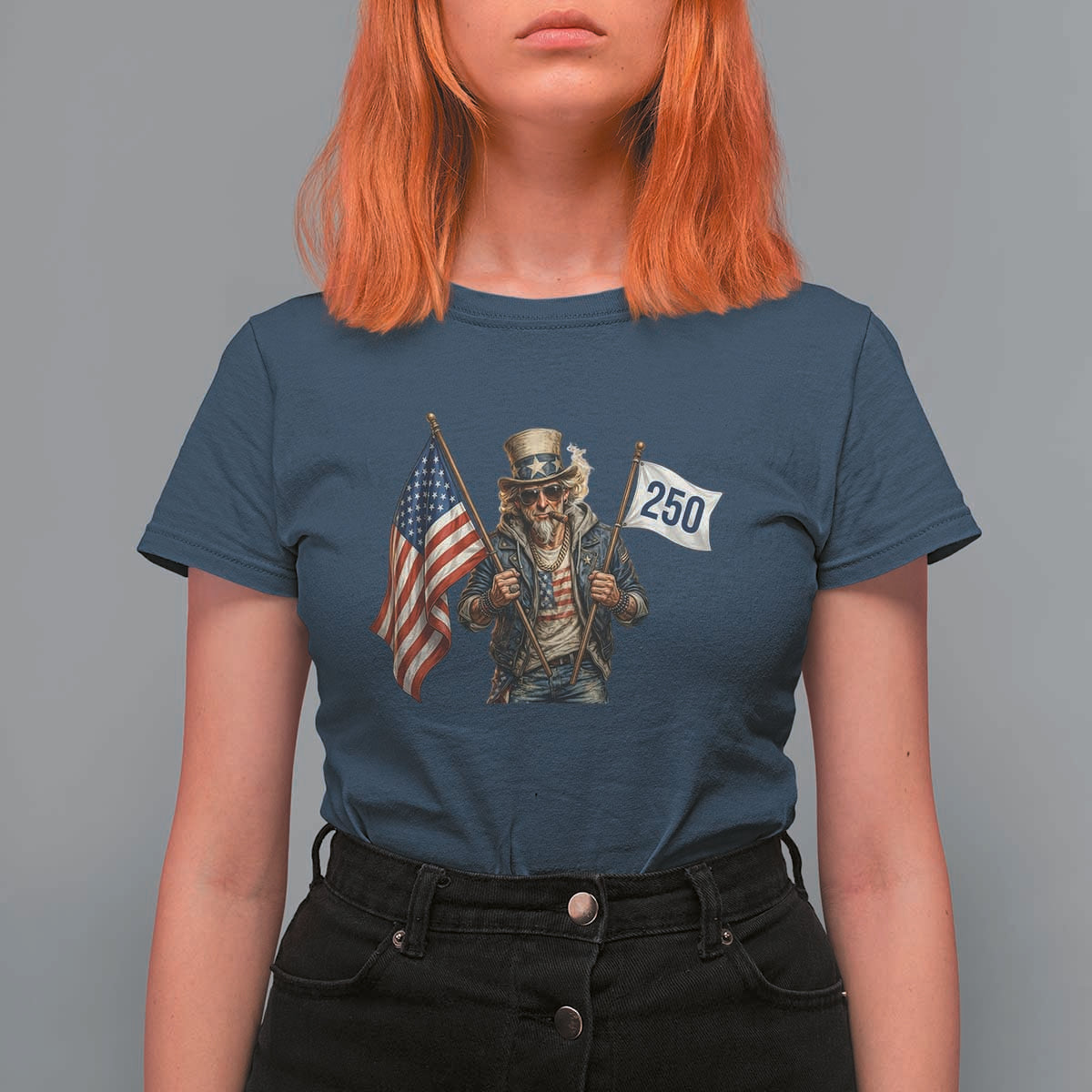 Patriotic Uncle Sam Celebrating 250 Years America T Shirt For Women