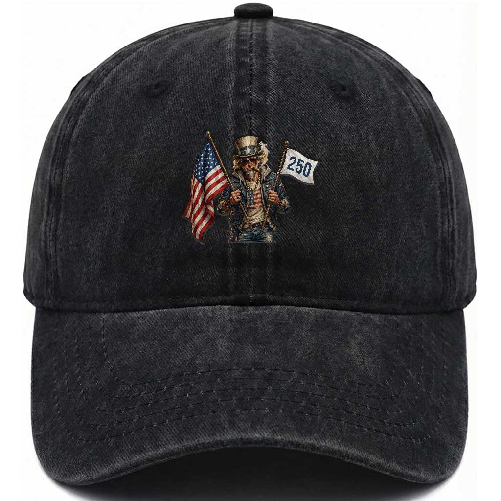 Patriotic Uncle Sam Celebrating 250 Years America Washed Cotton Baseball Cap