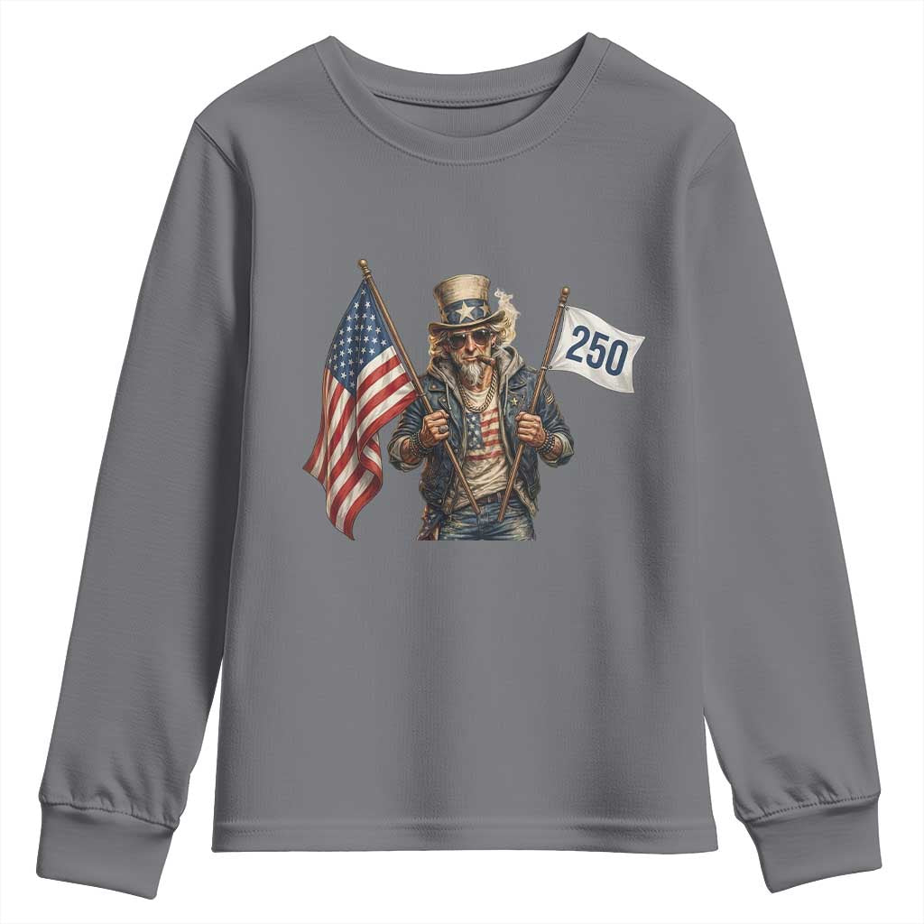 Patriotic Uncle Sam Celebrating 250 Years America Youth Sweatshirt