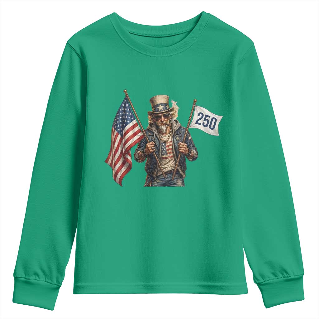 Patriotic Uncle Sam Celebrating 250 Years America Youth Sweatshirt