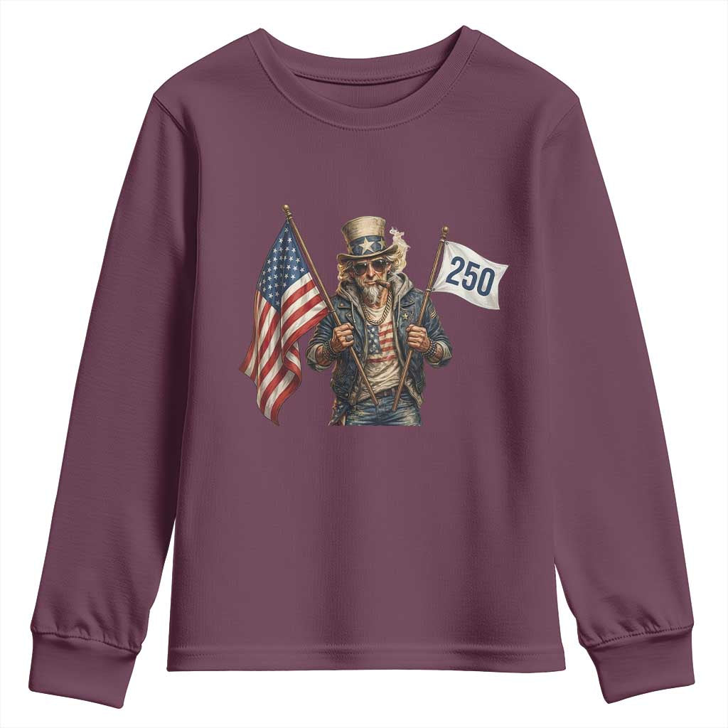 Patriotic Uncle Sam Celebrating 250 Years America Youth Sweatshirt