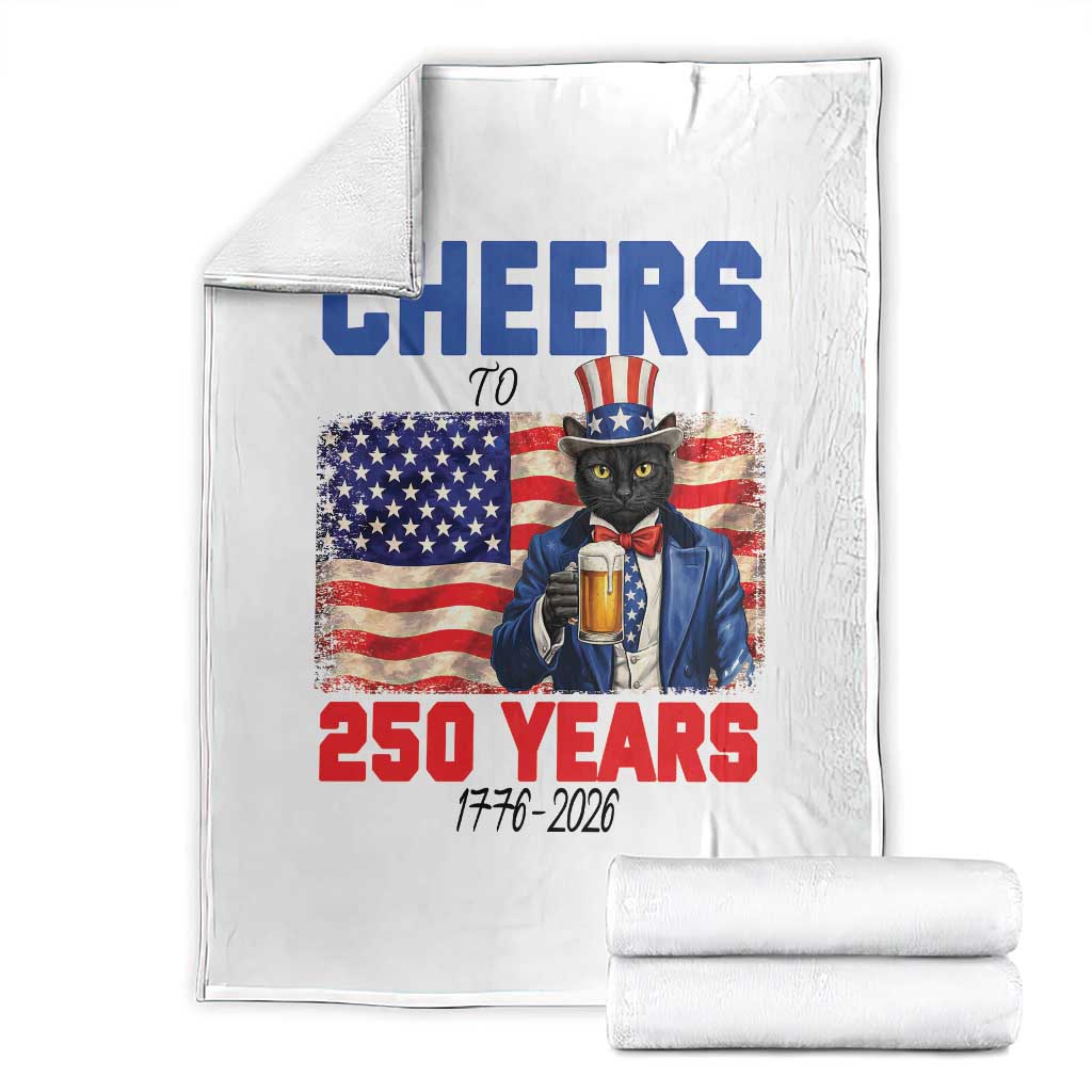 Vintage Cat Uncle Sam Throw Blanket Cheers To 250 Years