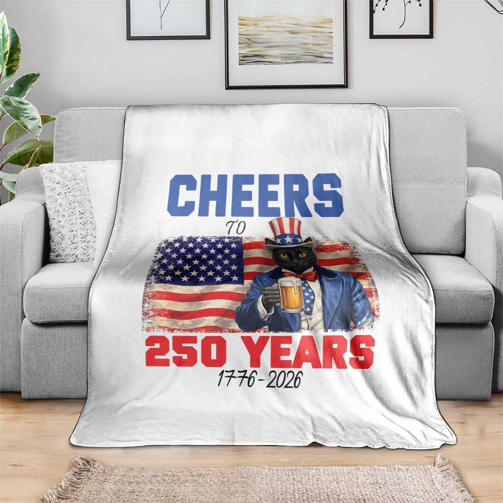 Vintage Cat Uncle Sam Throw Blanket Cheers To 250 Years