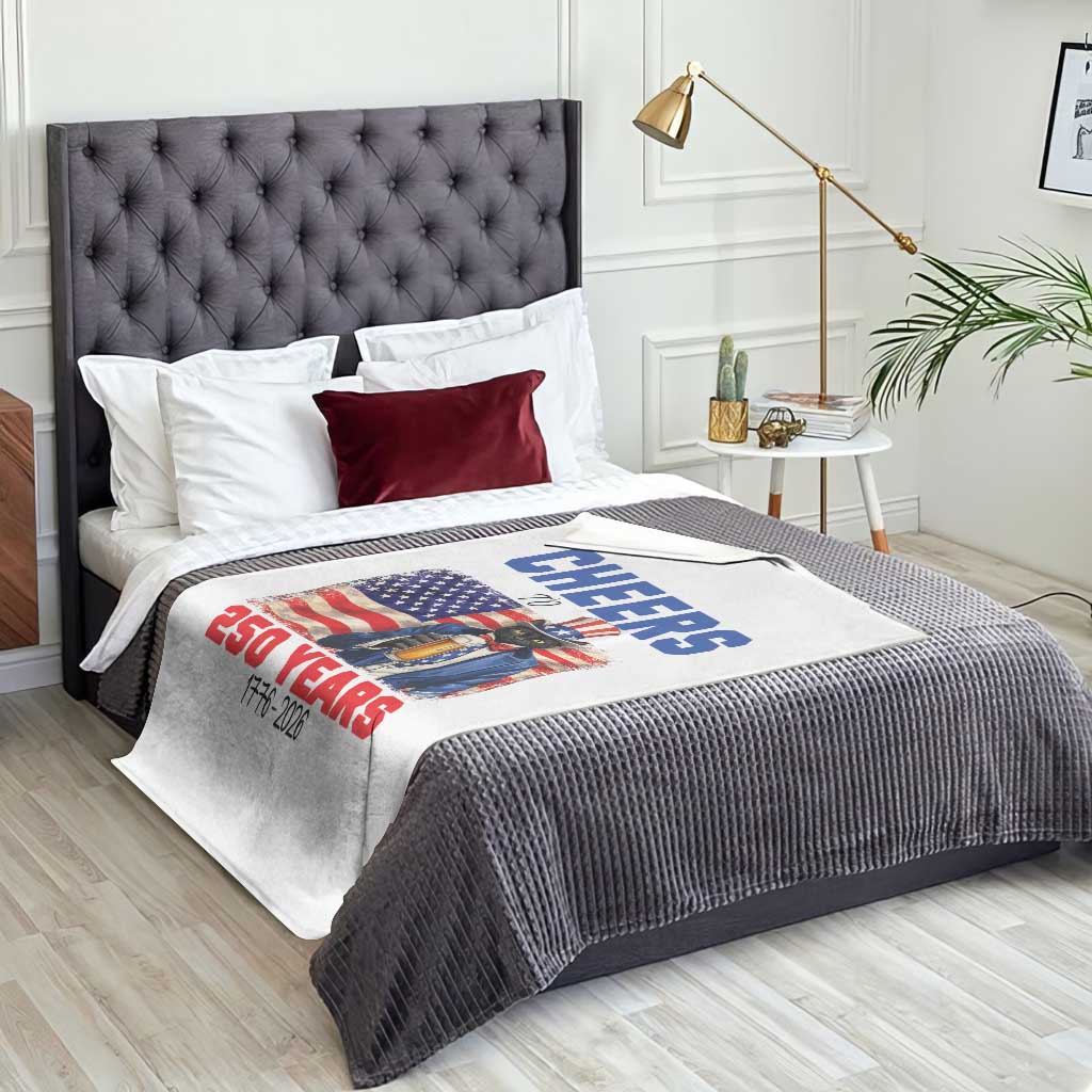 Vintage Cat Uncle Sam Throw Blanket Cheers To 250 Years
