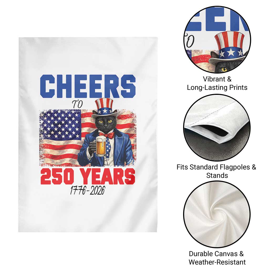 Vintage Cat Uncle Sam Garden Flag Cheers To 250 Years