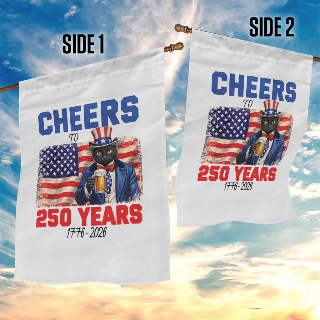 Vintage Cat Uncle Sam Garden Flag Cheers To 250 Years