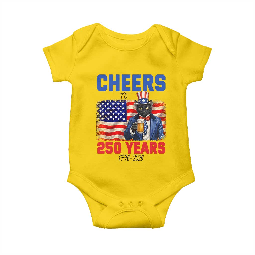 Vintage Cat Uncle Sam Baby Onesie Cheers To 250 Years