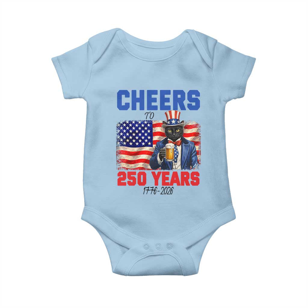 Vintage Cat Uncle Sam Baby Onesie Cheers To 250 Years