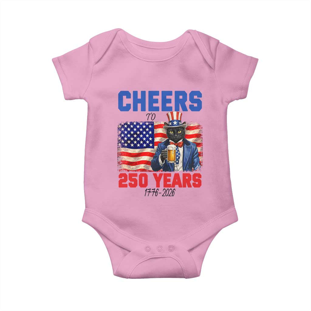 Vintage Cat Uncle Sam Baby Onesie Cheers To 250 Years
