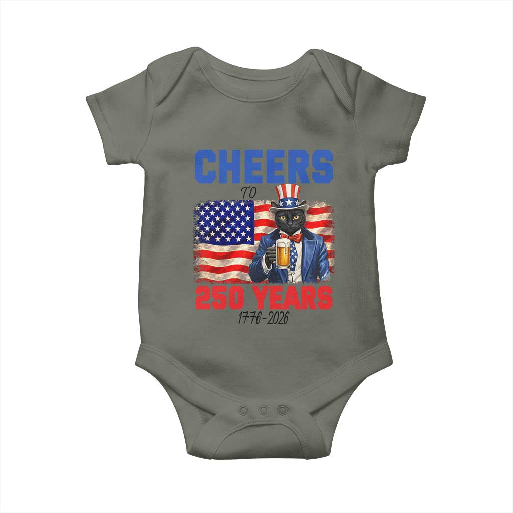 Vintage Cat Uncle Sam Baby Onesie Cheers To 250 Years