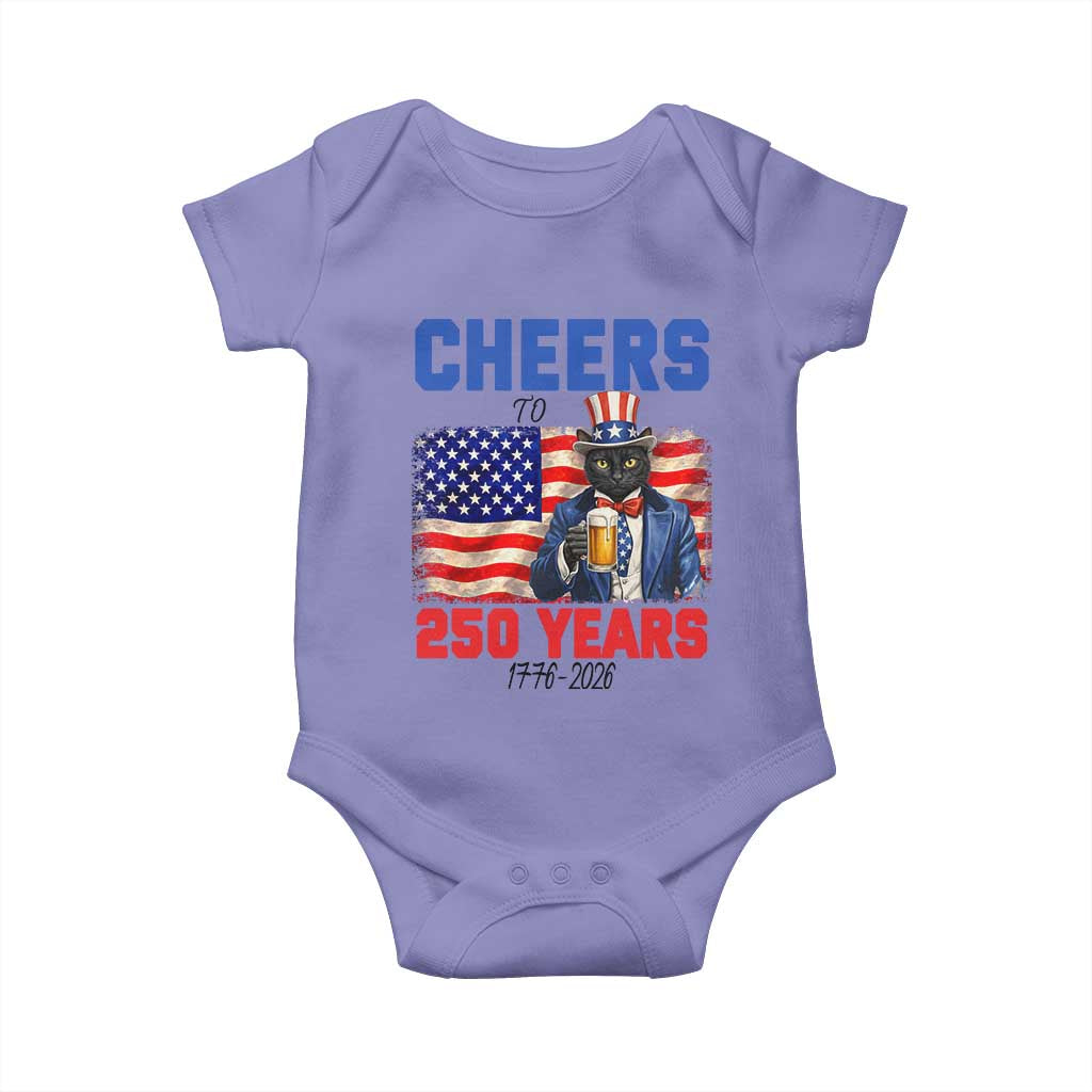 Vintage Cat Uncle Sam Baby Onesie Cheers To 250 Years