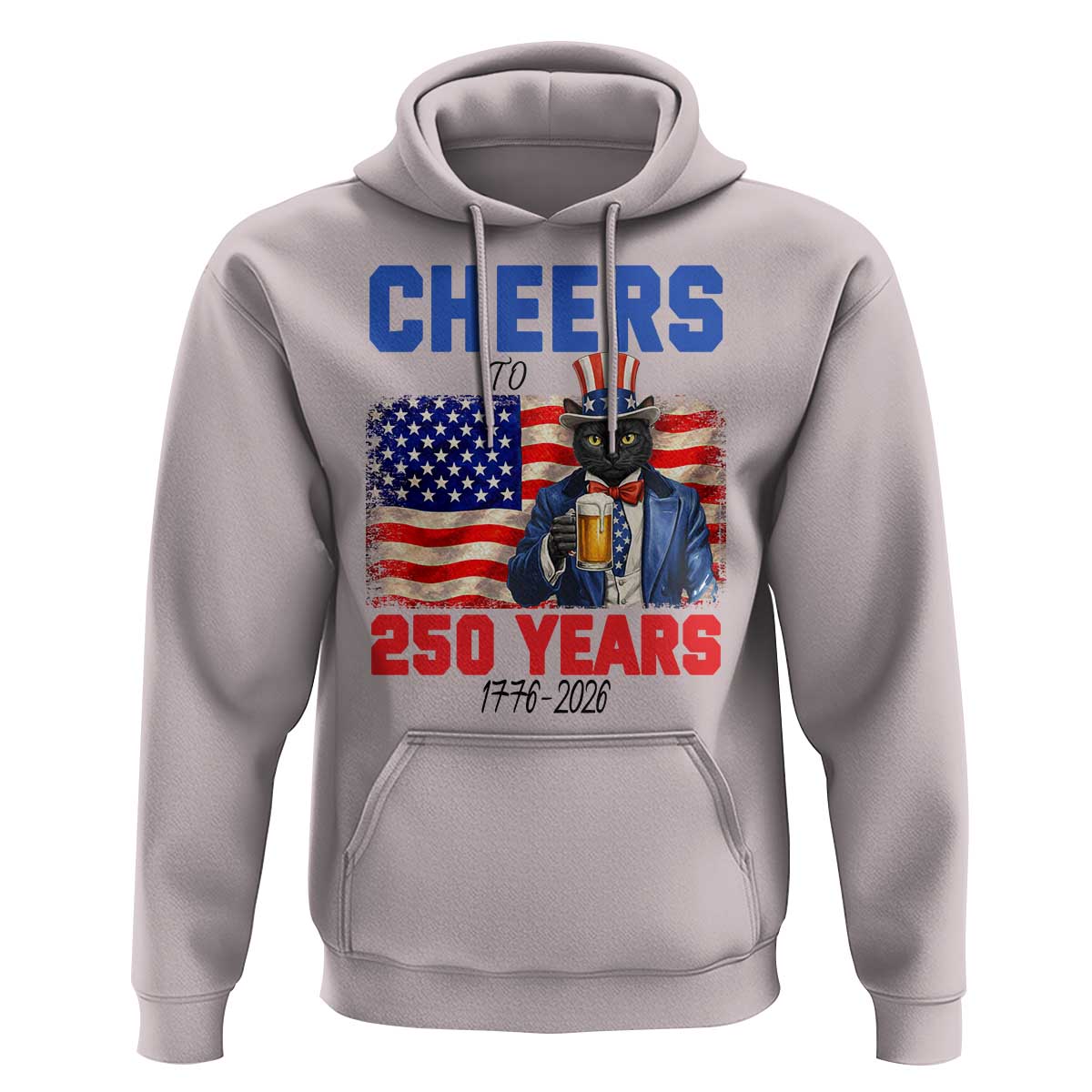 Vintage Cat Uncle Sam Hoodie Cheers To 250 Years