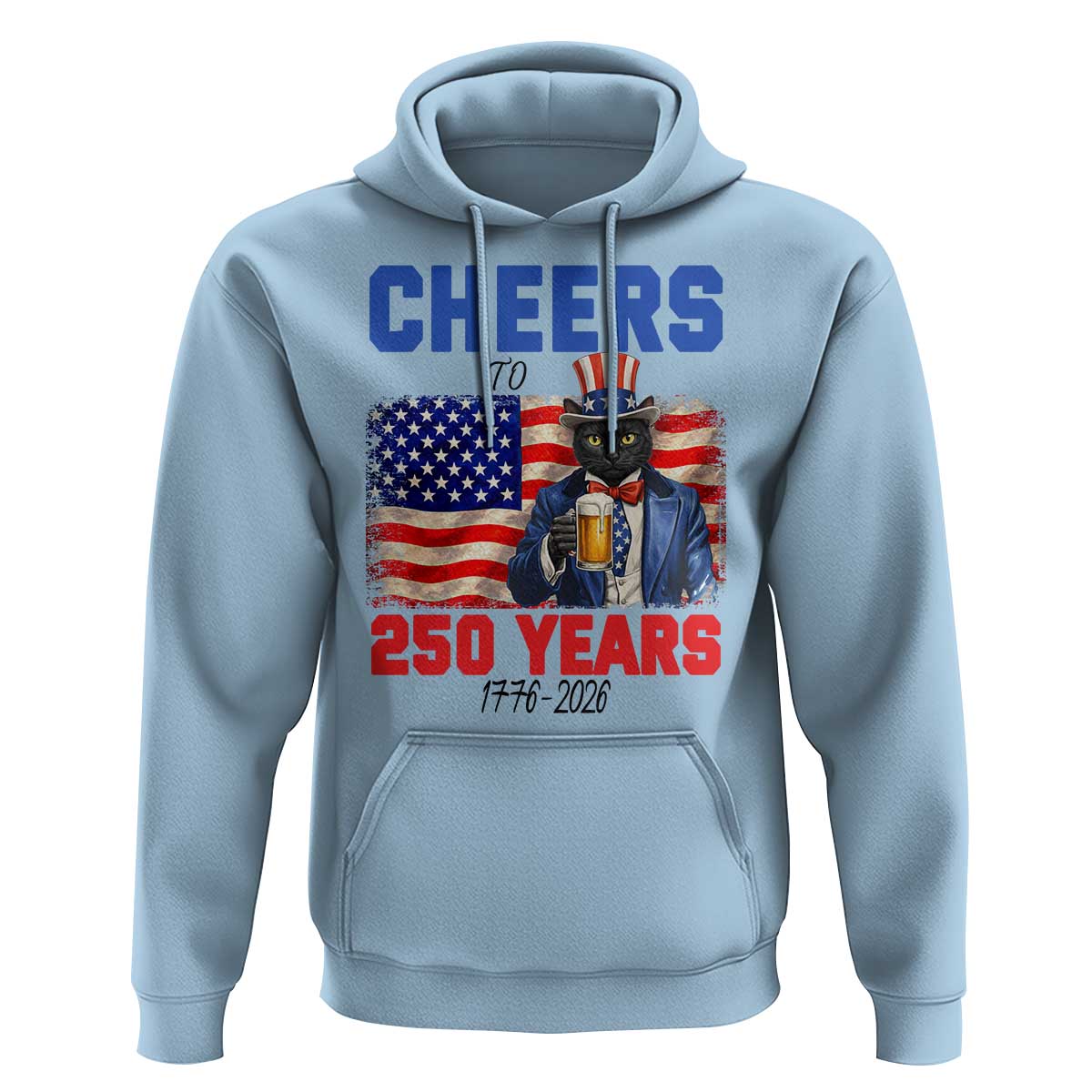Vintage Cat Uncle Sam Hoodie Cheers To 250 Years