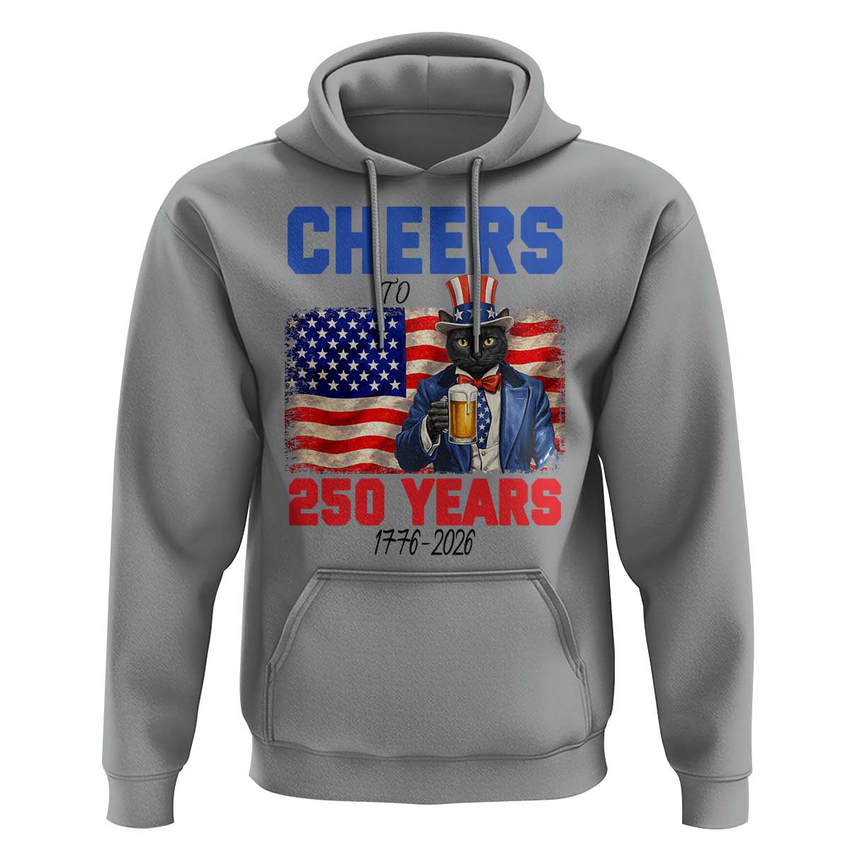 Vintage Cat Uncle Sam Hoodie Cheers To 250 Years