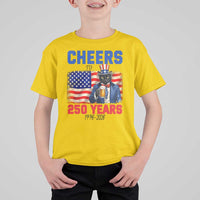 Vintage Cat Uncle Sam T Shirt For Kid Cheers To 250 Years