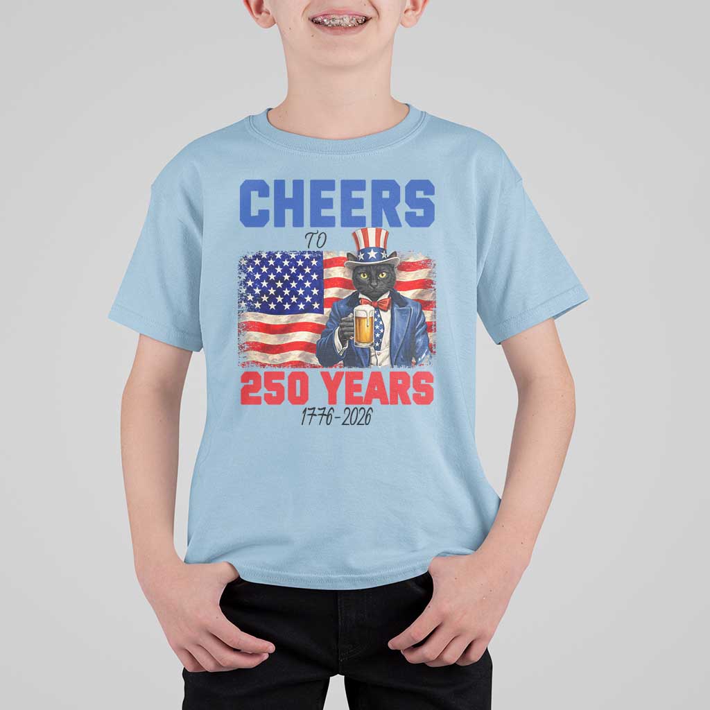 Vintage Cat Uncle Sam T Shirt For Kid Cheers To 250 Years