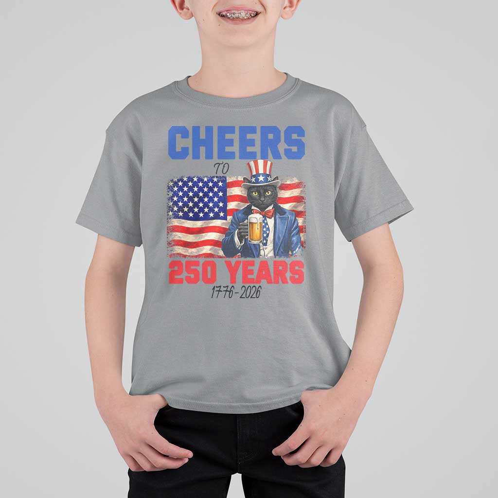 Vintage Cat Uncle Sam T Shirt For Kid Cheers To 250 Years
