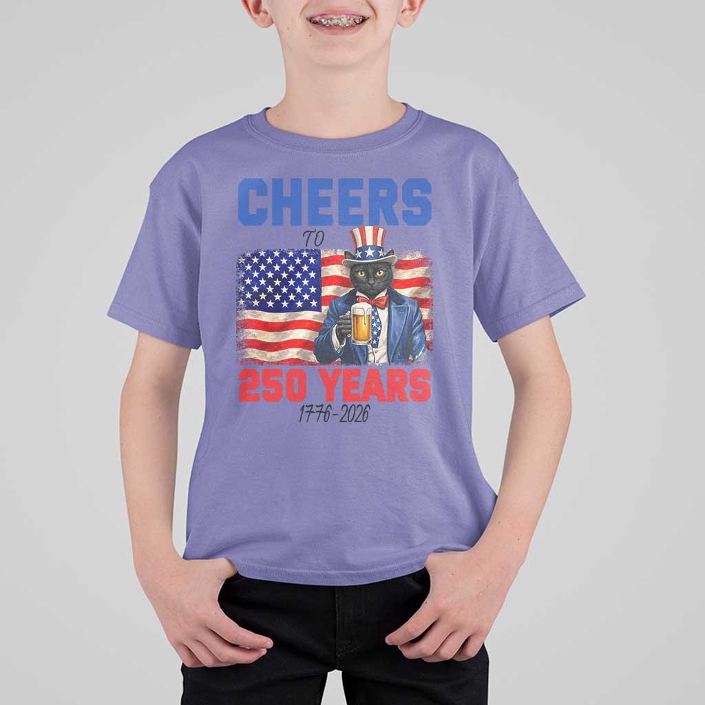 Vintage Cat Uncle Sam T Shirt For Kid Cheers To 250 Years