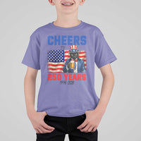 Vintage Cat Uncle Sam T Shirt For Kid Cheers To 250 Years