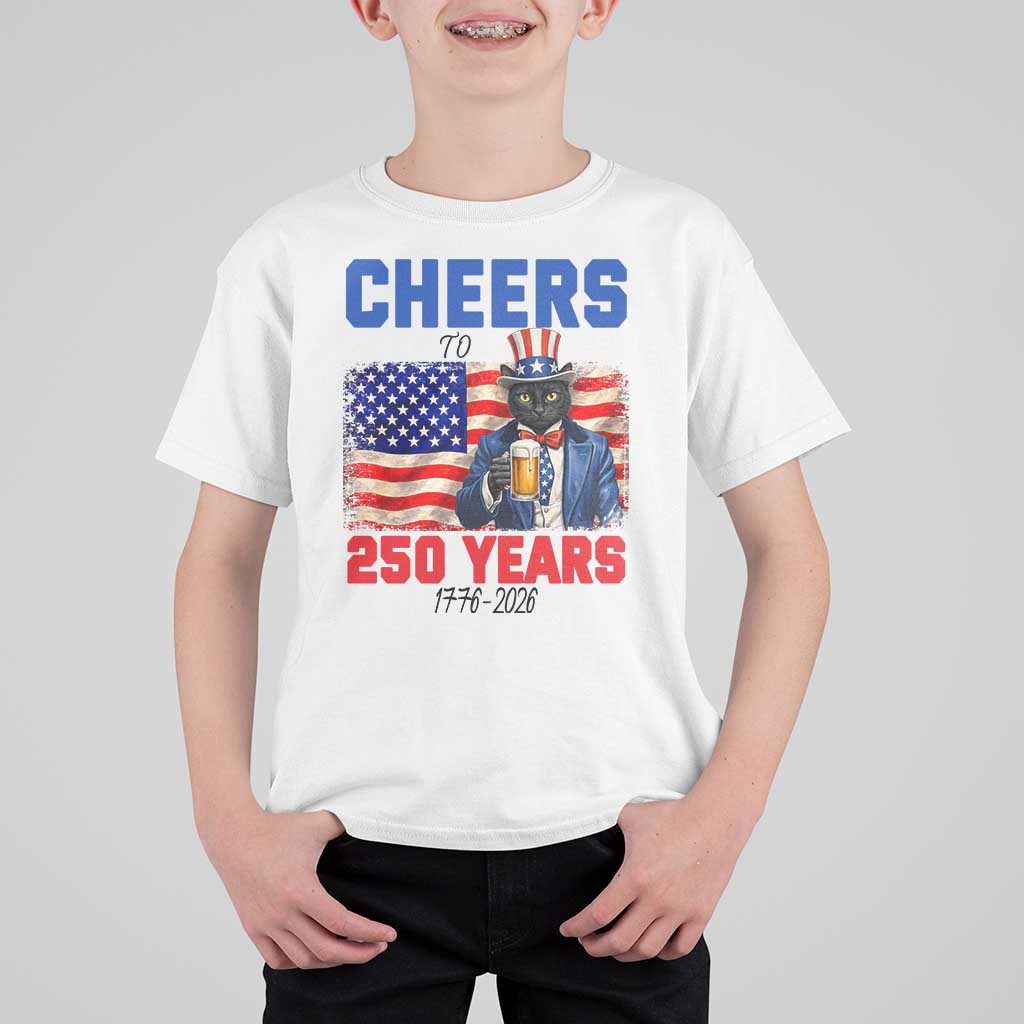 Vintage Cat Uncle Sam T Shirt For Kid Cheers To 250 Years