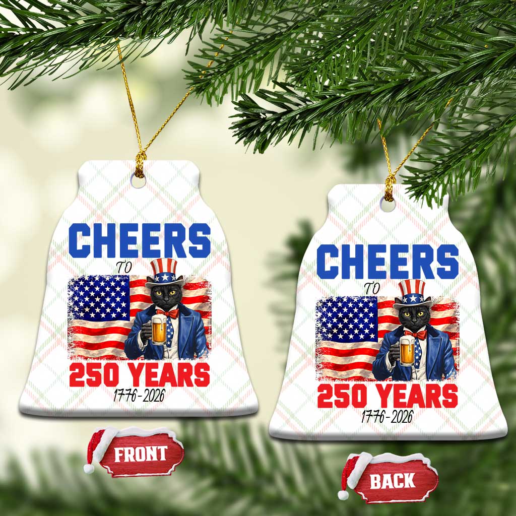 Vintage Cat Uncle Sam Ceramic Ornament Cheers To 250 Years