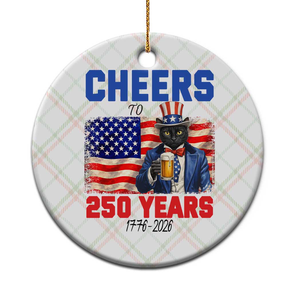 Vintage Cat Uncle Sam Ceramic Ornament Cheers To 250 Years