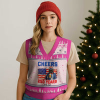 Vintage Cat Uncle Sam V-Neck Knit Sweater Vest Cheers To 250 Years