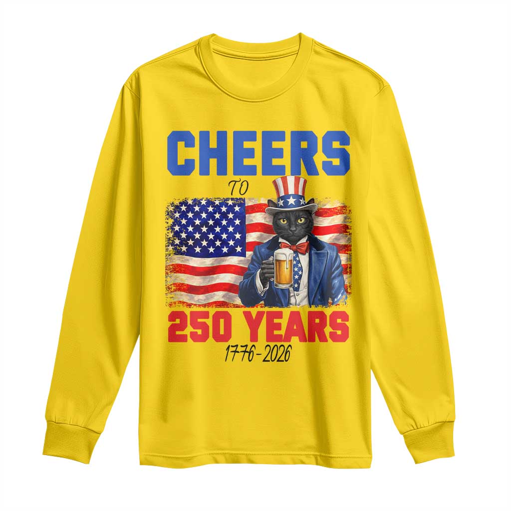 Vintage Cat Uncle Sam Long Sleeve Shirt Cheers To 250 Years