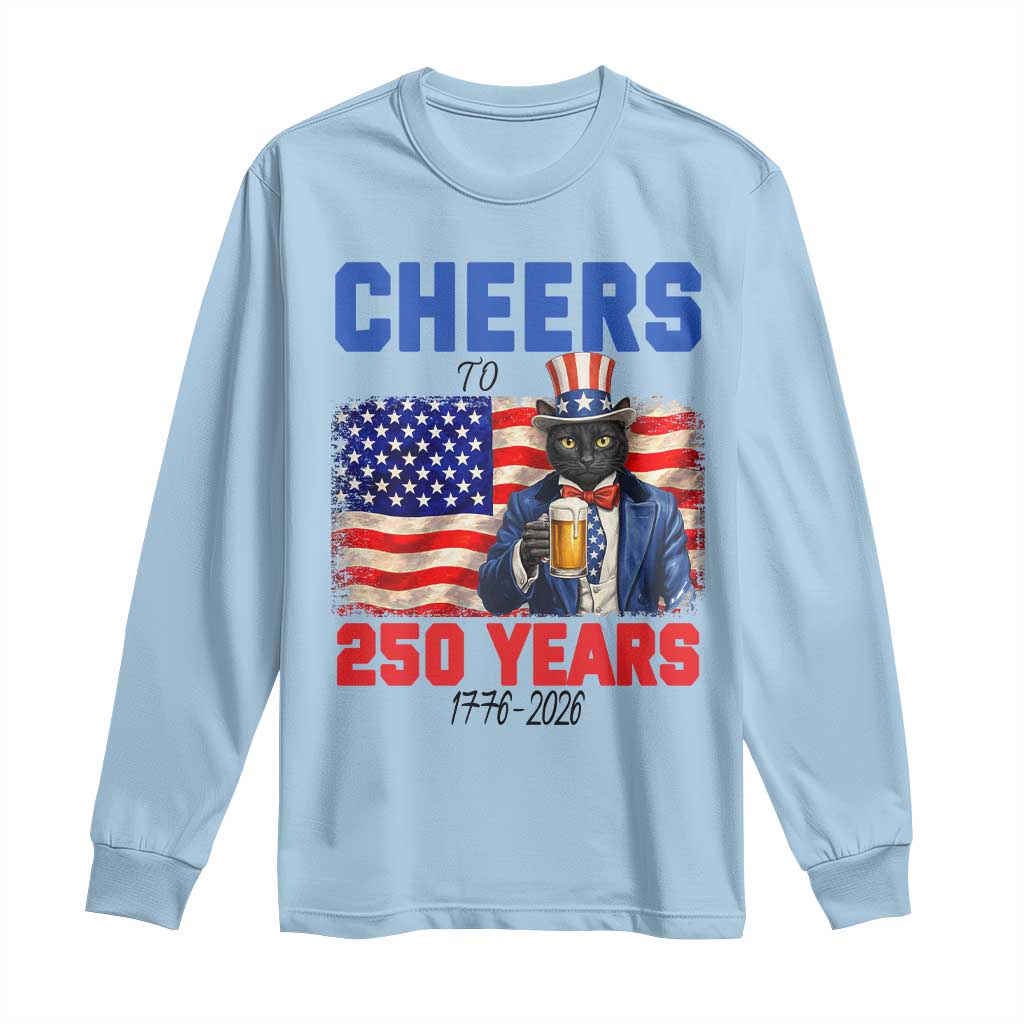 Vintage Cat Uncle Sam Long Sleeve Shirt Cheers To 250 Years