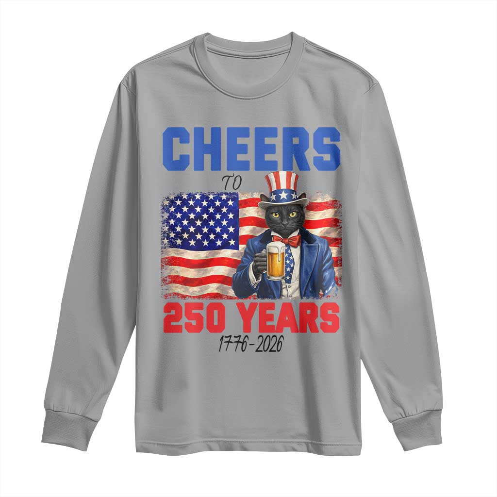 Vintage Cat Uncle Sam Long Sleeve Shirt Cheers To 250 Years