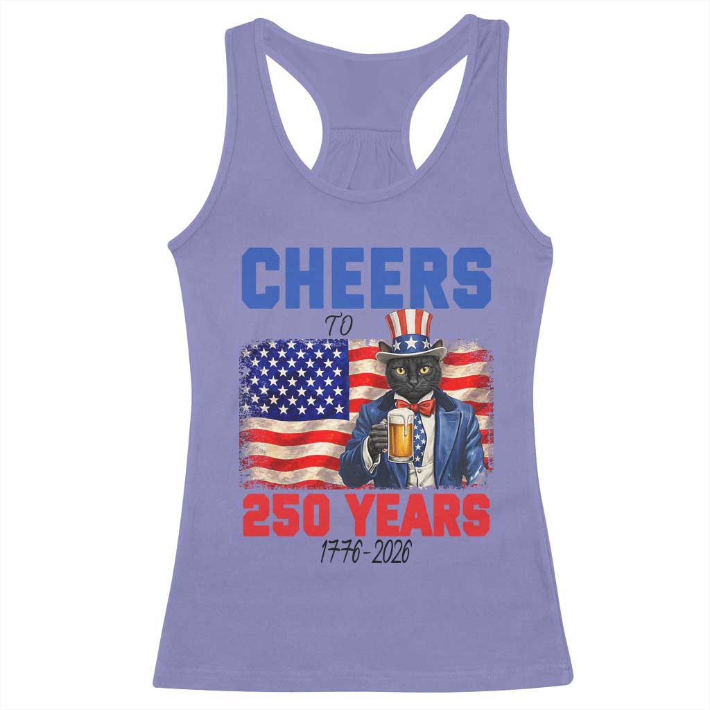 Vintage Cat Uncle Sam Racerback Tank Top Cheers To 250 Years