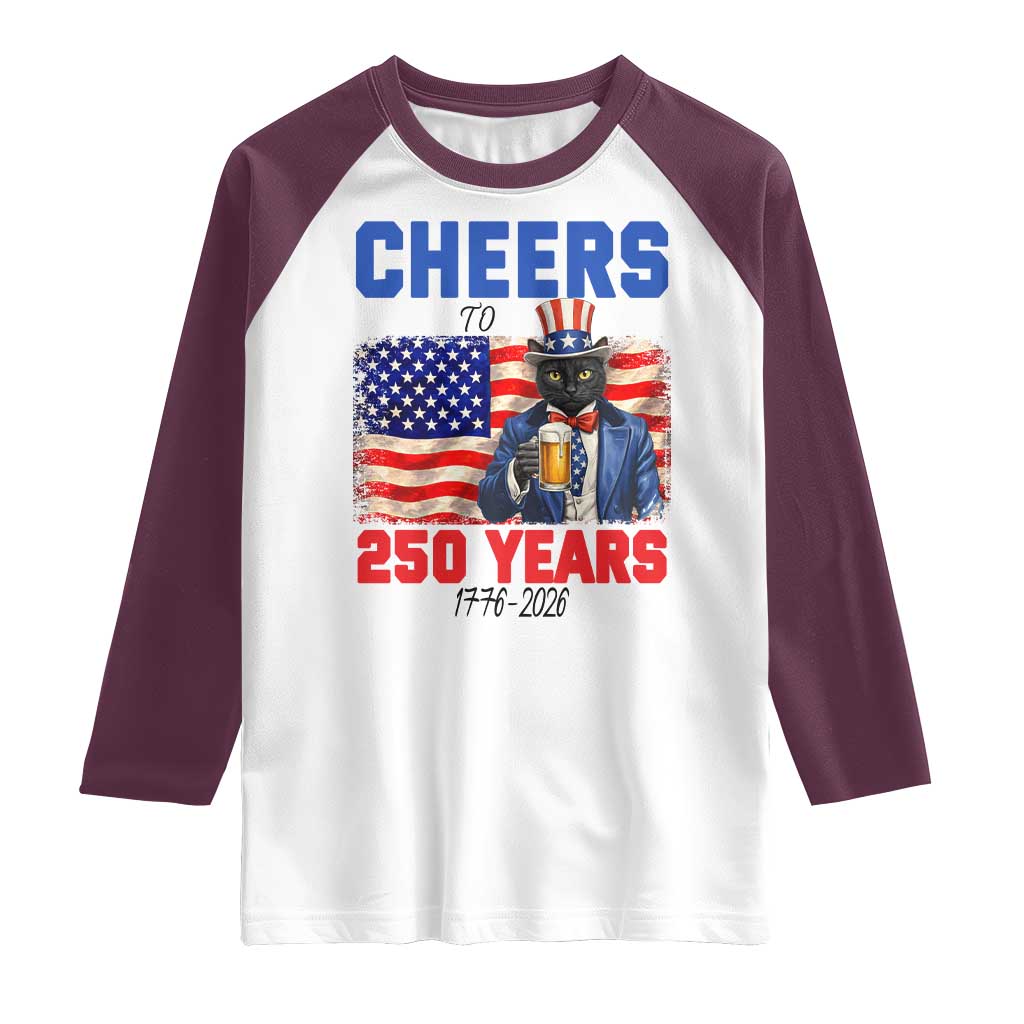 Vintage Cat Uncle Sam Raglan Shirt Cheers To 250 Years