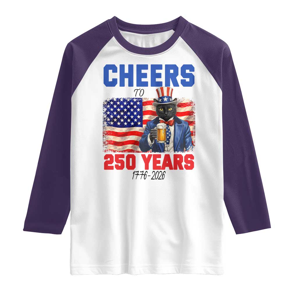 Vintage Cat Uncle Sam Raglan Shirt Cheers To 250 Years