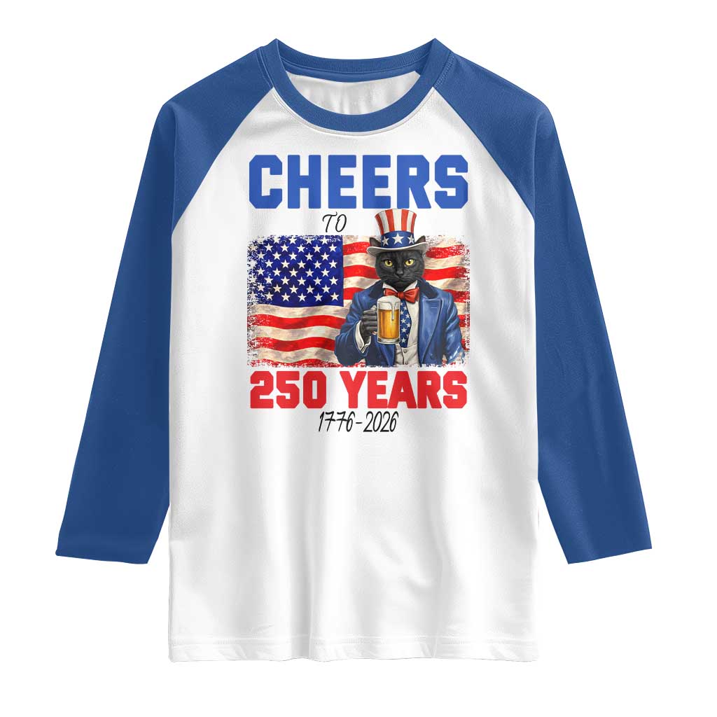 Vintage Cat Uncle Sam Raglan Shirt Cheers To 250 Years